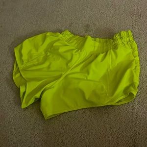 HIGHLIGHTER YELLOW LULULEMON shorts